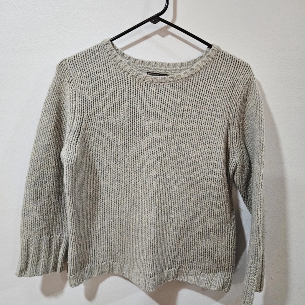Vintage Abercrombie & Fitch 100% Merino Wool Womens Gray Sweater